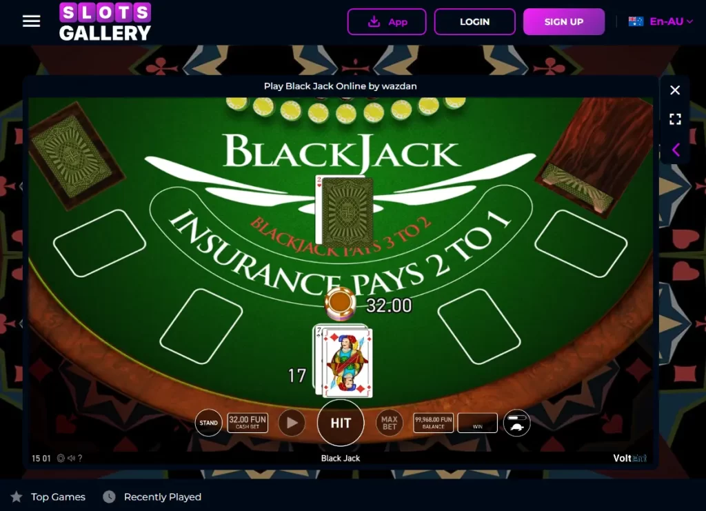 Blackjack at Slots Gallery Casino